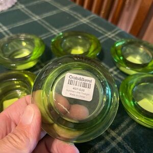 Crate&Barrel Green Tealight Holders springtime lot of 6